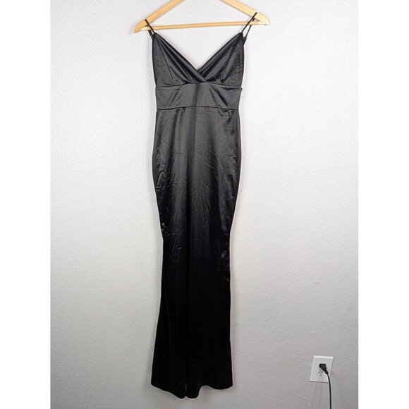 Lulus Black Satin Maxi Evening Gown XS - Picture 1 of 7